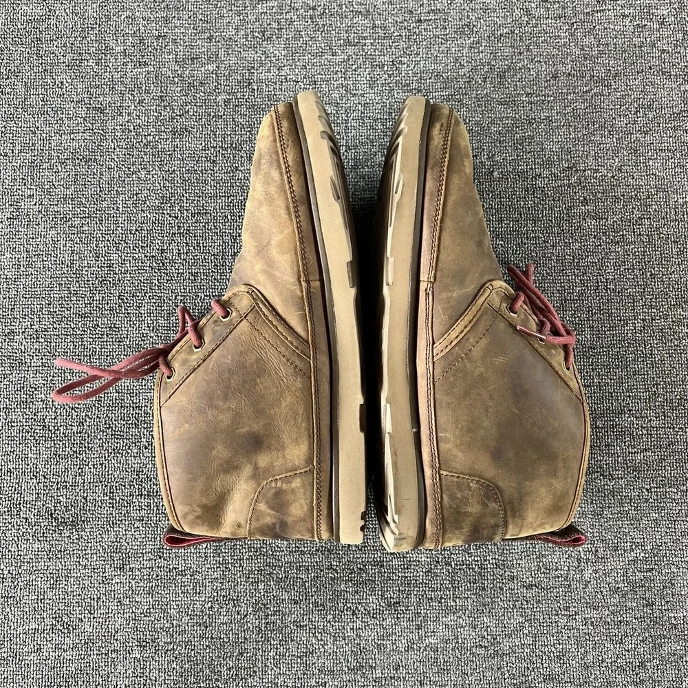 UGG Boots Mens 10 Brown Leather Wool Lined Chukka Ankle Lace Up Winter Casual
